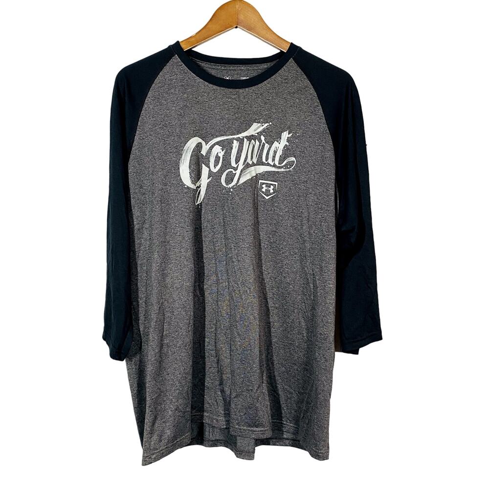 Under Armour Long Sleeve Pullover Jersey Tee Go Yard Grey Black - L